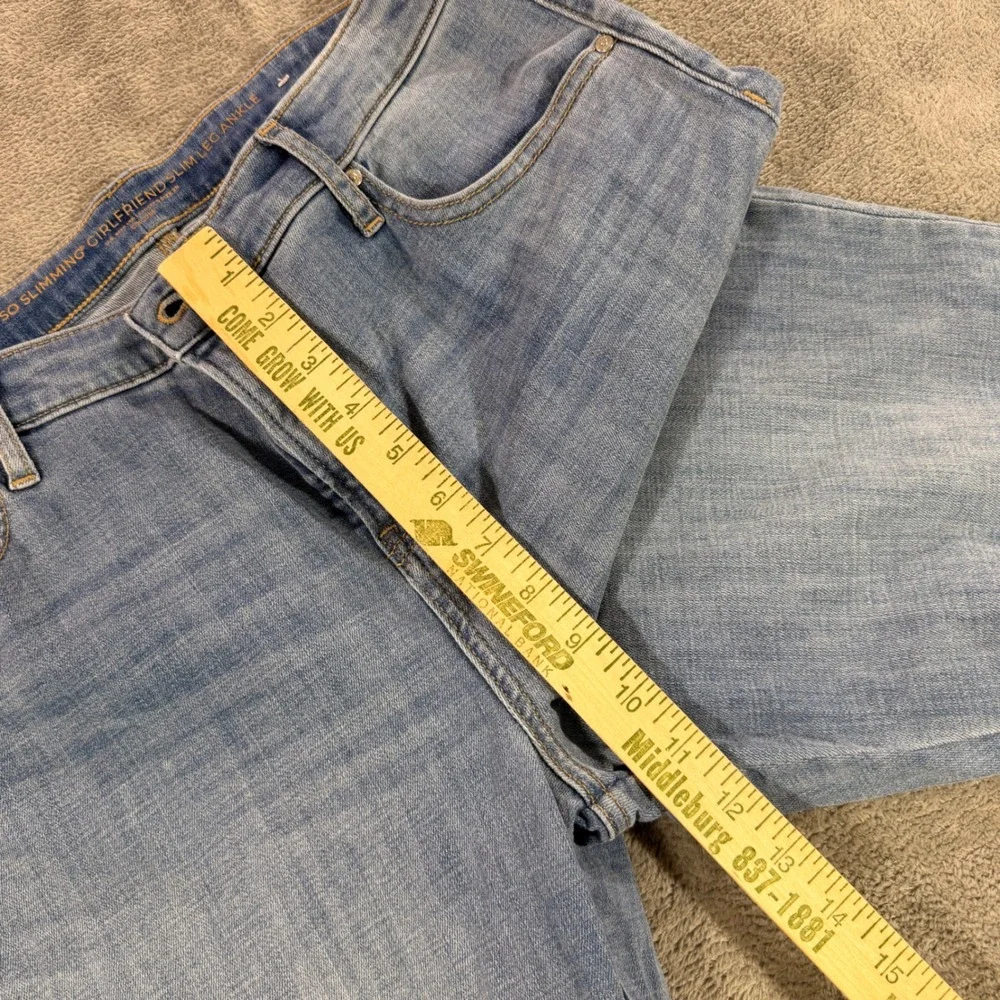 Chico's Jeans Women 12R Blue So Slimming Girlfriend Slim Leg Ankle Crochet Lace